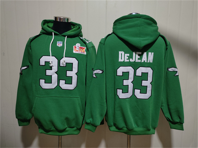 Men's Green Philadelphia Eagles #33 Cooper DeJean Super Bowl LIX Pullover Hoodie